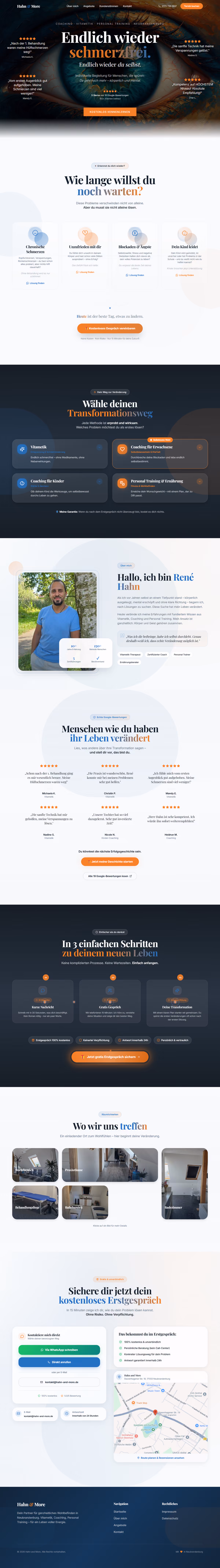 Vollständige Aufnahme der Website Hahn and More — Coaching von oben bis unten