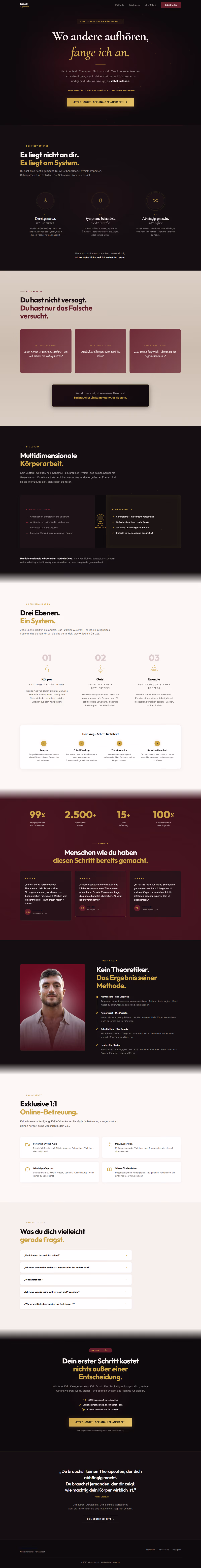 Vollständige Aufnahme der Website Nikola Uljarevic von oben bis unten