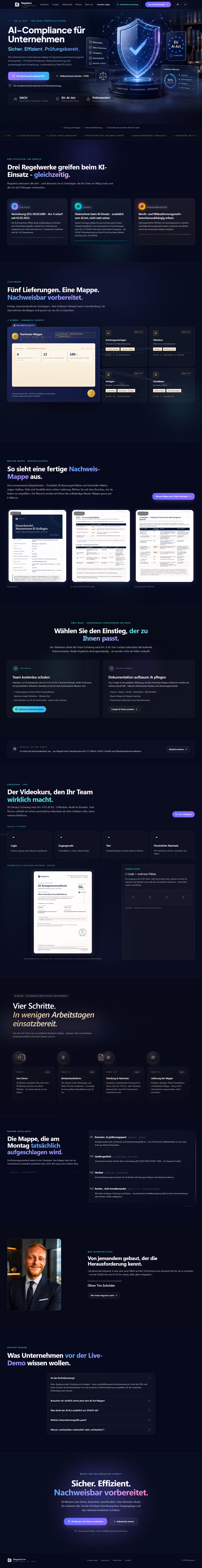 Vollständige Aufnahme der Website Regulario von oben bis unten